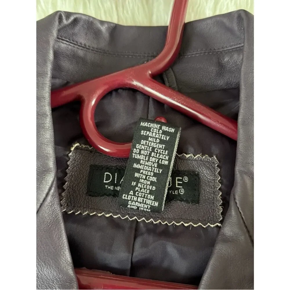 Dialogue Women's Plum Leather Button-Front Jacket Medium